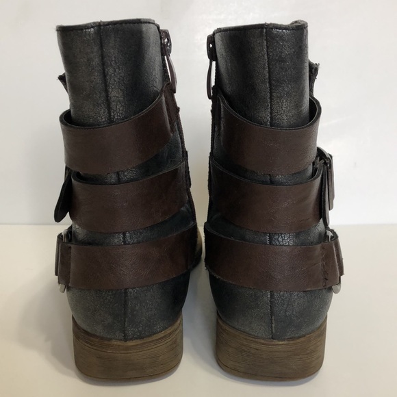 Patrizia by Spring Step Brown and Metallic Gunmetal  Moto Boots - Picture 6 of 8